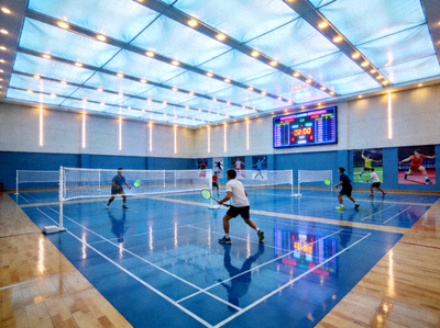 现代化室内羽毛球馆的实景照片